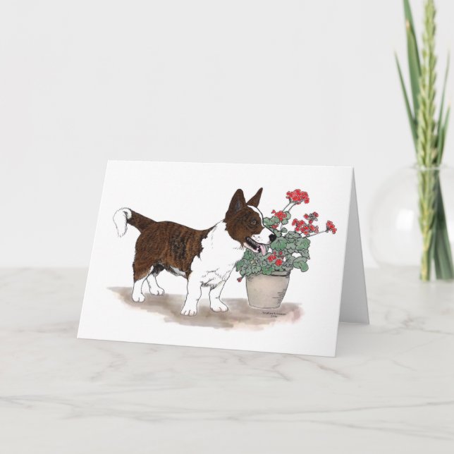 Cardigan Welsh Corgi Carte pour notes ~ Brindle (Devant)