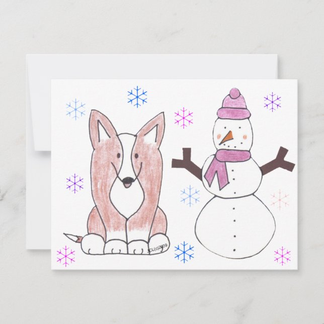 Cardigan Welsh Corgi & Snowman (Devant)