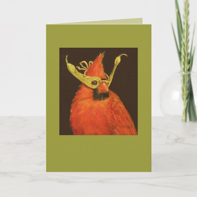cardinal avec carte de masque de graine d'érable (Devant)