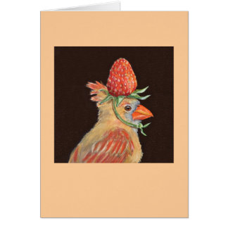 cardinal avec la carte de casquette de fraise