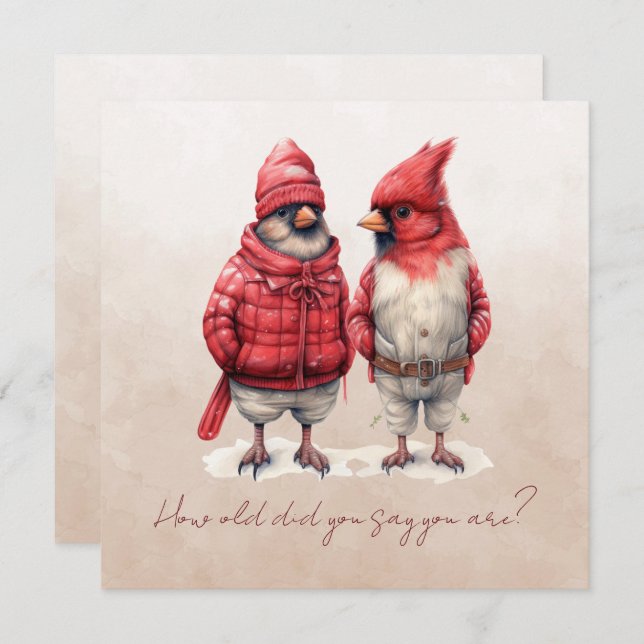 Cardinal Birthday Card Quel Âge Avez-Vous Dit Être (Devant / Derrière)