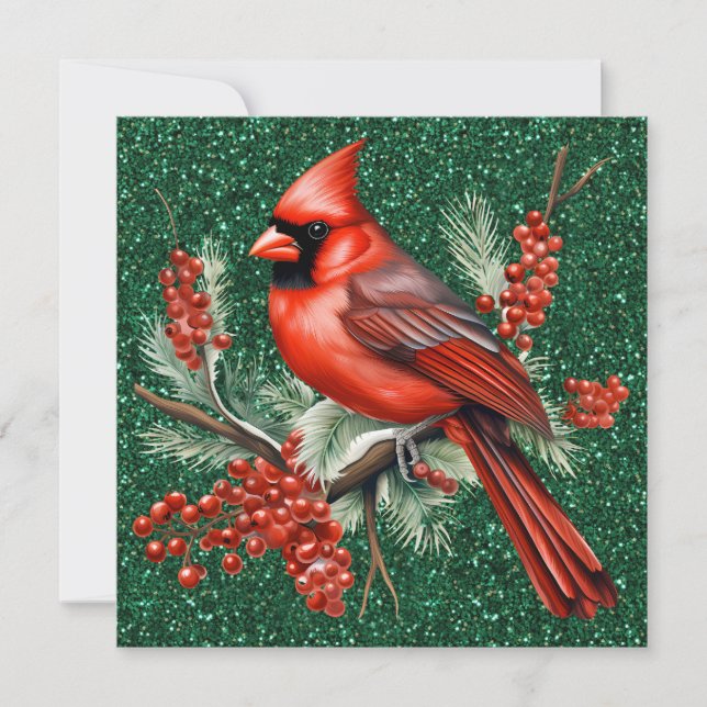 Cardinal Christmas Grey Card (Devant)