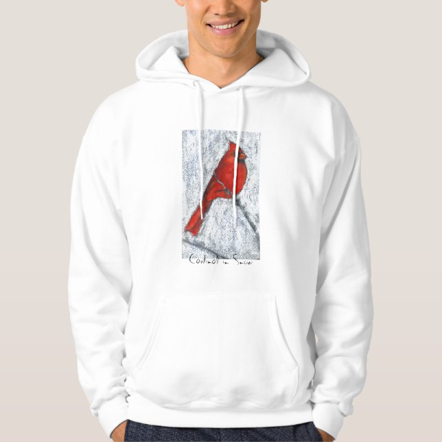 Cardinal dans le sweat - shirt à capuche de neige (Devant)