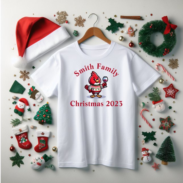 Cardinal de Noël drôle famille T-shirt (Customizable family tee shirt for fun 2023.)
