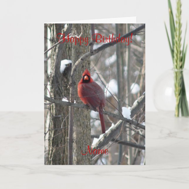 Cardinal en hiver Carte d'anniversaire (Devant)