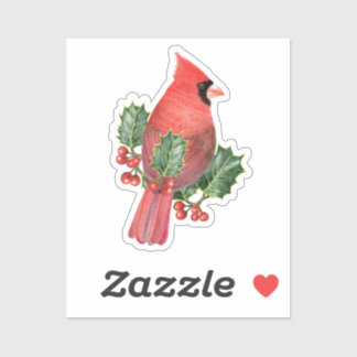 Cardinal en Sticker Holly Vinyl