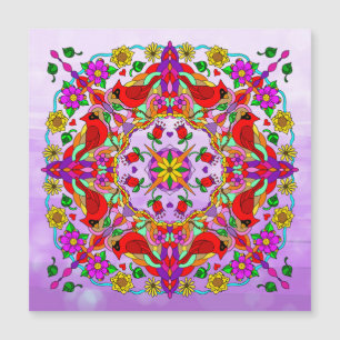 Cardinal et fleurs Mandala