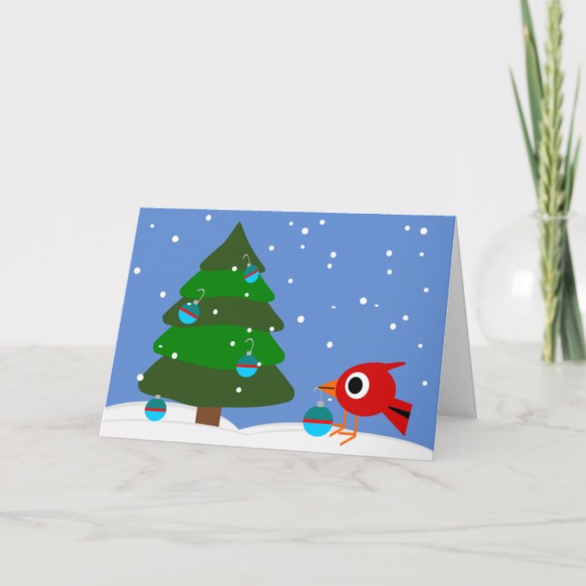 Cardinal et le carte de fin de année d'arbre de (Devant)