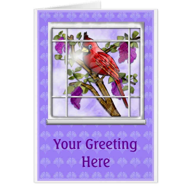 Cardinal et lilas (carte) (Devant)