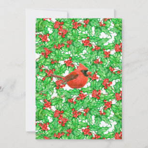 Cardinal et motif d'aquarelle de baie sainte