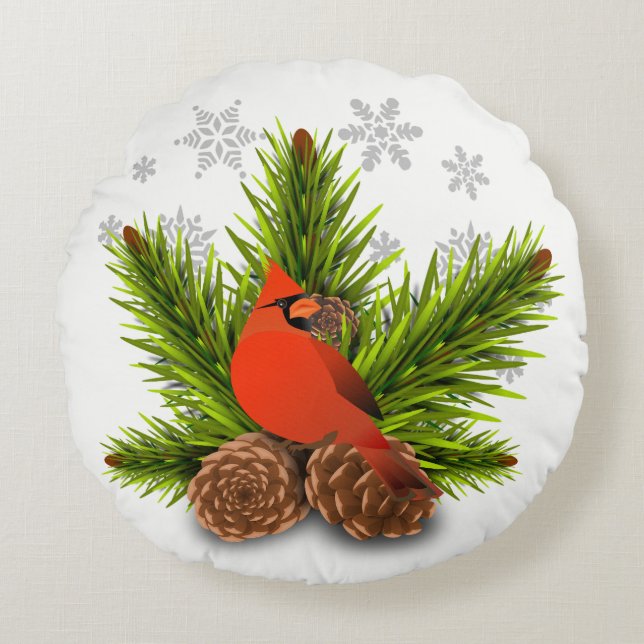 Cardinal et Pinecones Noël Coussin (Devant)