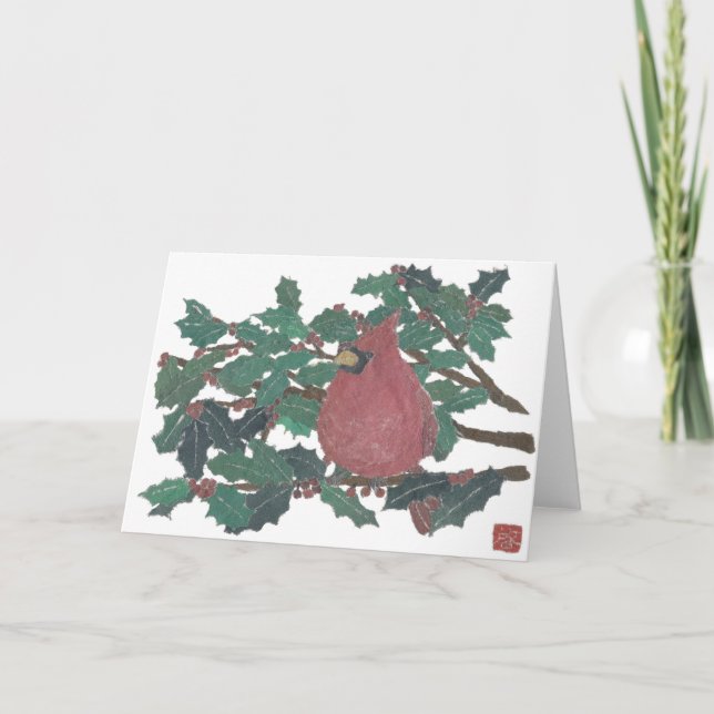 Cardinal, Holly Tree, Carte de voeux pour les fête (Devant)
