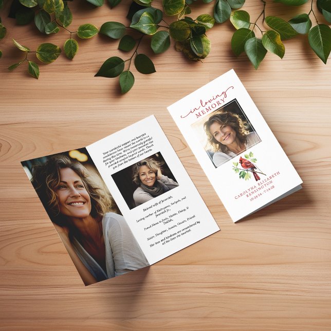 Cardinal Love Mémoire Petite carte de prière funér (Cardinal In Loving Memory Small Funeral Prayer Card)