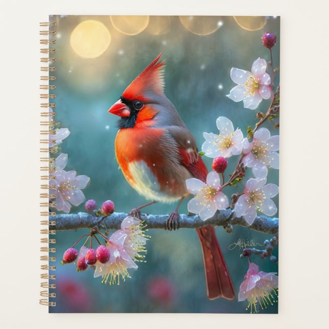Cardinal masculin en fleurs de cerisiers au clair  (Devant)