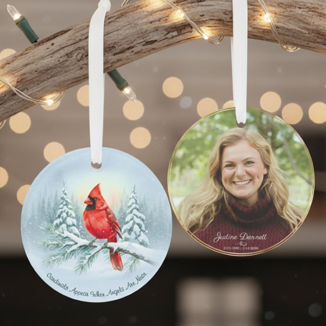 Cardinal Photo Memorial Keepsake Custom Christmas  (Sympathy Loss of Loved One Gift, )