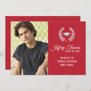 Cardinal Red Casquette & Feuille Grad Invitation 5