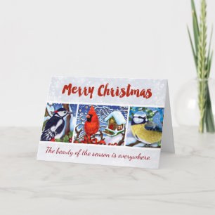 Cardinal rouge Carte de Noël Oiseaux d'hiver