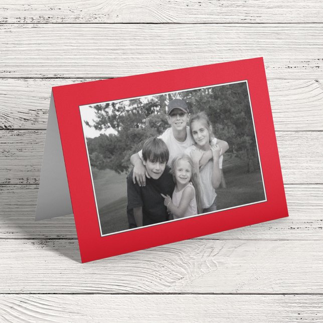 Cardinal Rouge Carte photo Noël Hiver 1 Photo (Simple photo card with a cardinal red border. A simple photo template. )