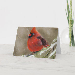 Cardinal rouge dans la neige carte de Noël