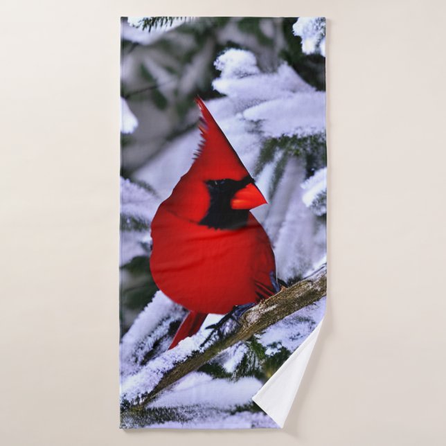 Cardinal rouge d'hiver (Serviette de bain)