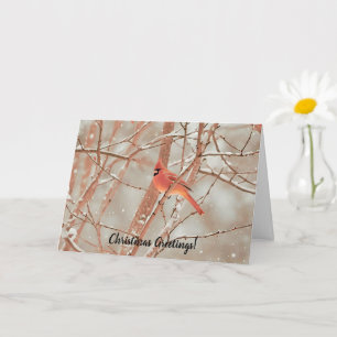 Cardinal Rouge Oiseau de Neige Art Carte de Noël