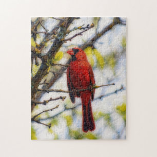 Cardinal Rouge Oiseau Gros Plan Nature Puzzle