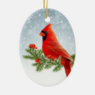 Cardinal Rouge Oiseau Joyeux ornement de Noël