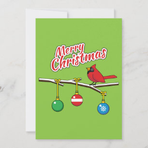 Cardinal rouge sur une branche nue de Noël - Joyeu