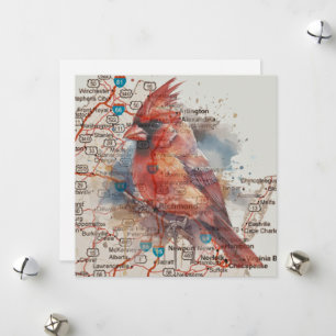 Cardinal sur carte routière de Virginie Art aquare