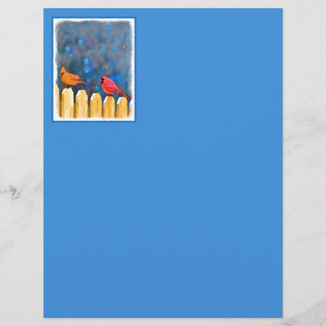 Cardinals on the Fence Painting - Art original (Devant)