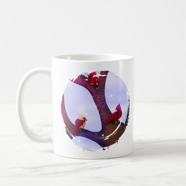 Cardinals Perched On A Tree Holiday Mug (Gauche)