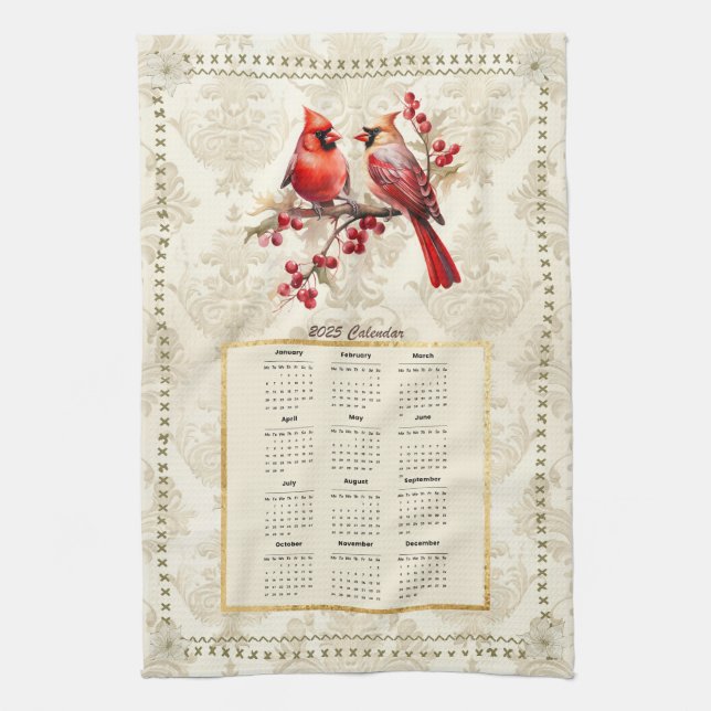 Cardinaux de serviettes 2025 Calendrier (Vertical)