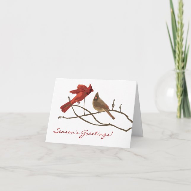 Cardinaux d'hiver Carte de Noël (Devant)