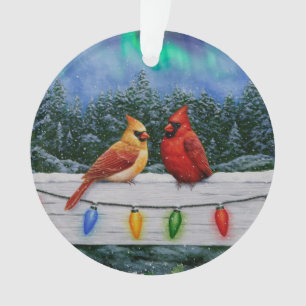 Cardinaux et lumières de Noël Neige d'hiver