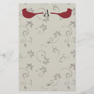 Cardinaux et papeterie fleurissante de monogramme