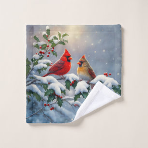 Cardinaux rouges et Holly en neige