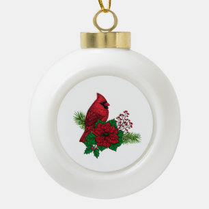 Cardinaux rouges sur décoration de Noël