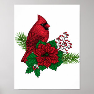 Cardinaux rouges sur décoration de Noël