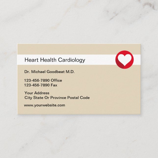 Cardiologue Médicale Cartes de visite de santé car (Devant)