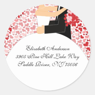 Cardiot & Groom Adresse Sticker rose et rouge