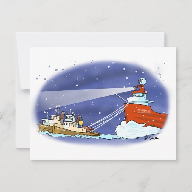 cargo navire de Noël carte plate (Devant)