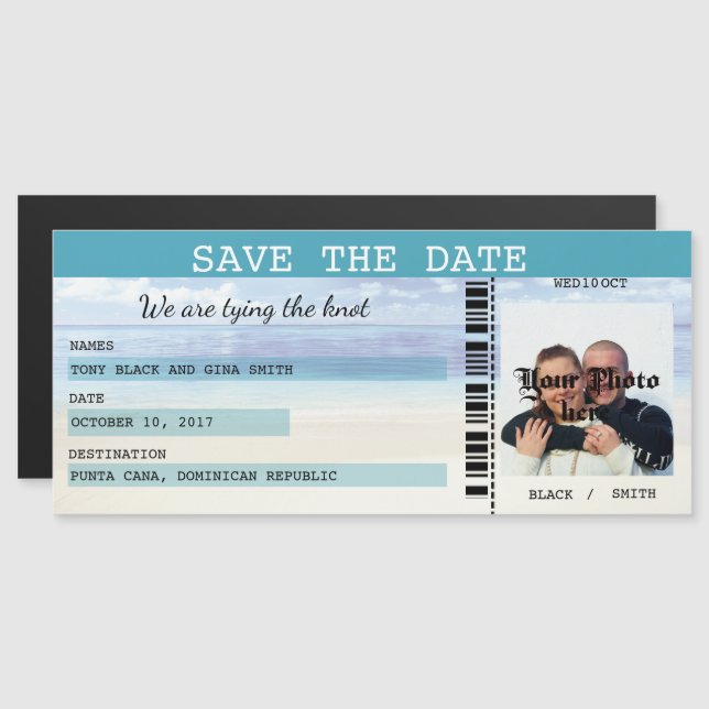 Caribbean Dreamz Wedding Save the Date Magnet (Devant / Derrière)