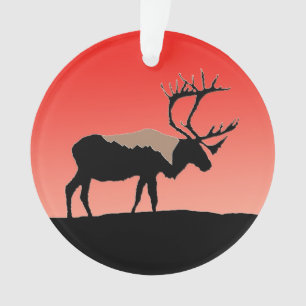Caribou au coucher du soleil - Art original de la