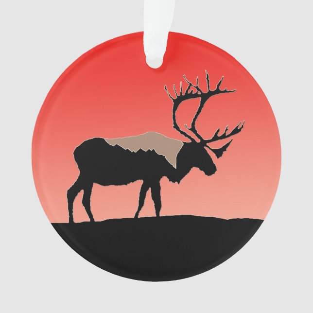 Caribou au coucher du soleil - Art original de la  (devant)