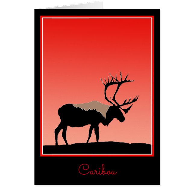 Caribou au coucher du soleil - Art original de la  (Devant)