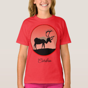Caribou au coucher du soleil - T-shirt d'art fauni