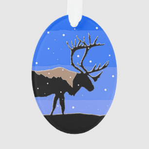 Caribou en hiver - Art original de la faune