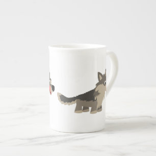 Caricature adorable Wolf Bone China Mug