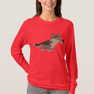 Caricature adorable Wolf Femmes T-shirt