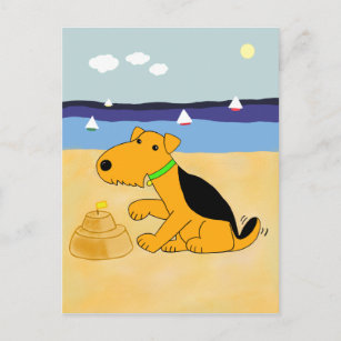 Caricature Airedale Terrier Dog à la carte postale